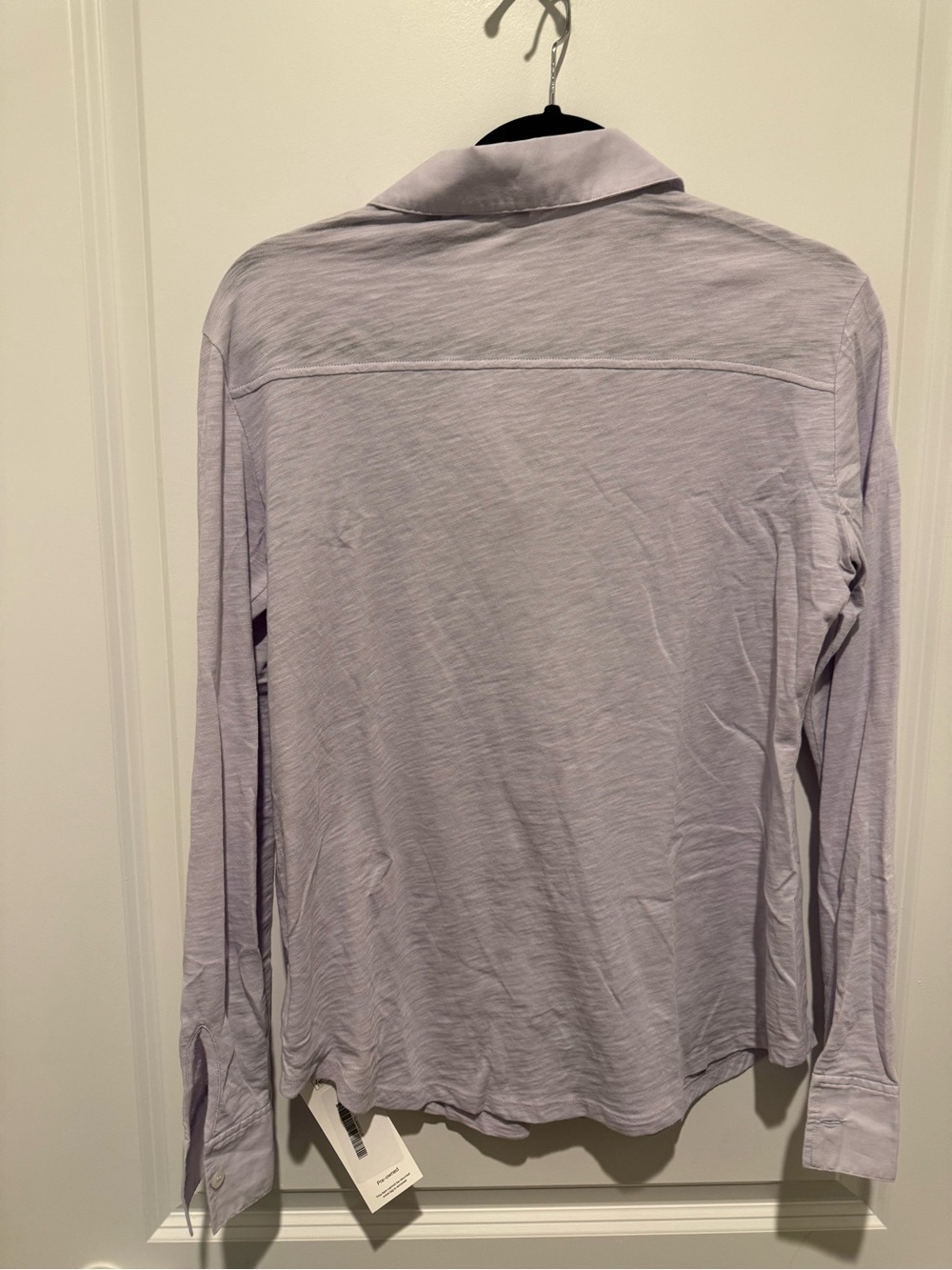 Theory Classic Long-Sleeve Button-Up Shirt in Light Lilac - Picture 3 of 7